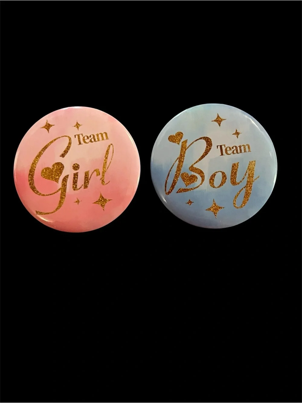 Team Girl & Team Boy Gender Reveal Buttons - Pink and Blue